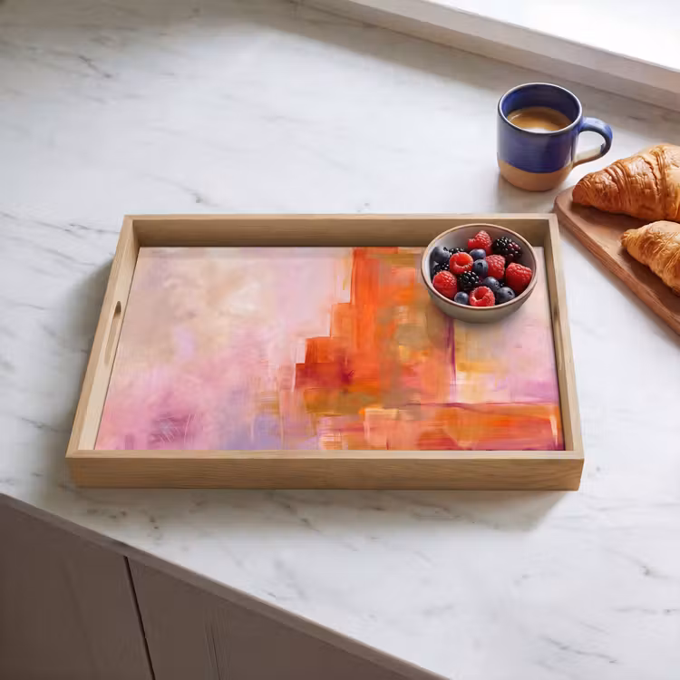 Dienblad - Abstract - Borstelstreken - Kunst - Paars - Goud — 4