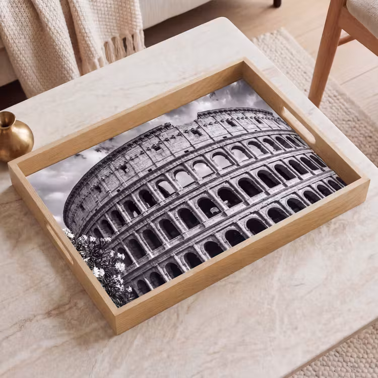Dienblad - Architectuur - Colosseum - Rome - Historisch - Zwart-wit — 2