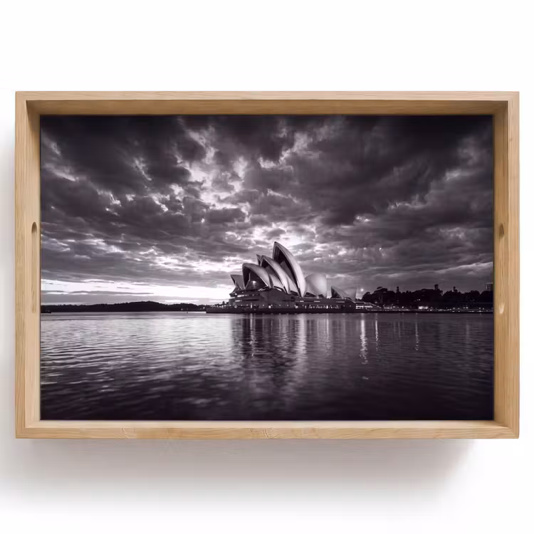 Dienblad - Architectuur - Water - Stad - Modern - Zwart-wit — 1