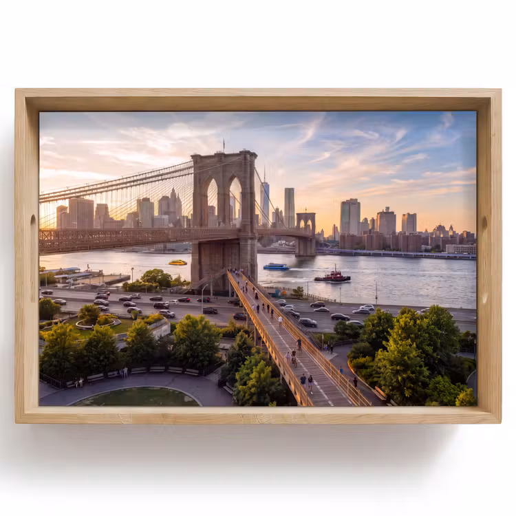 Dienblad - Brug - Rivier - Stad - Zonsondergang - Architectuur — 1