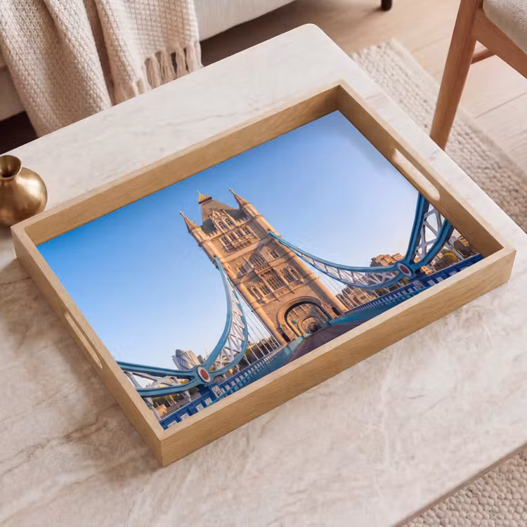 Dienblad - Brug - Toren - Architectuur - Klassiek - Blauw — 2