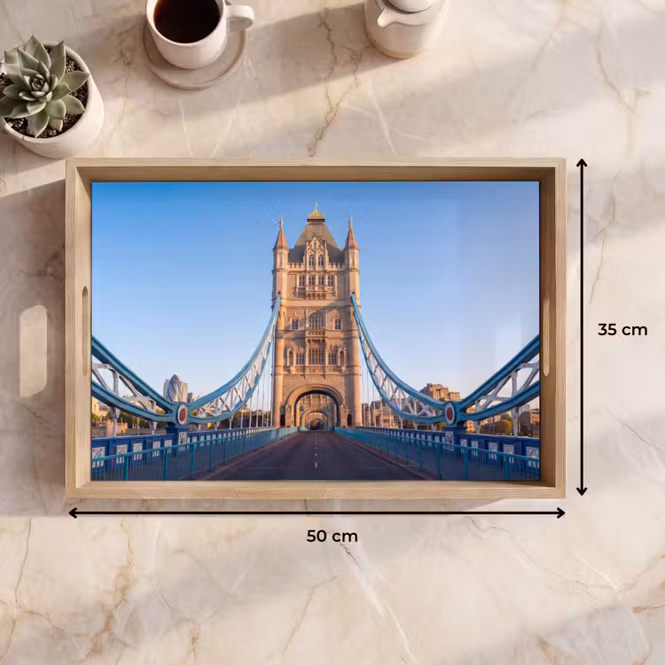 Dienblad - Brug - Toren - Architectuur - Klassiek - Blauw — 9