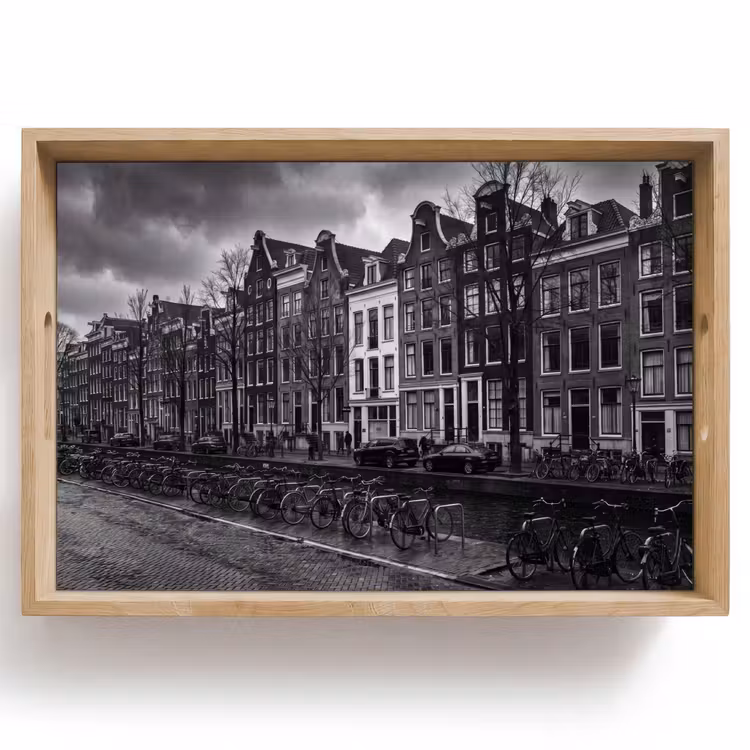 Dienblad - Huis - Gracht - Amsterdam - Architectuur - Zwart-wit — 1