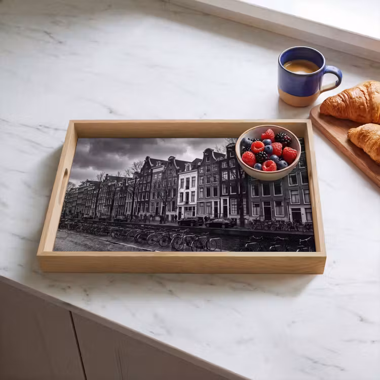 Dienblad - Huis - Gracht - Amsterdam - Architectuur - Zwart-wit — 4