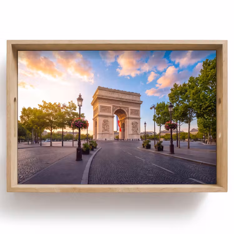 Dienblad - Monument - Parijs - Zonsondergang - Architectuur - Goud — 1