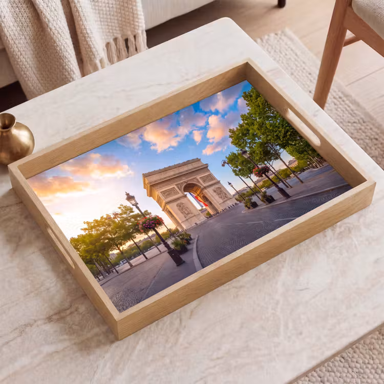 Dienblad - Monument - Parijs - Zonsondergang - Architectuur - Goud — 2
