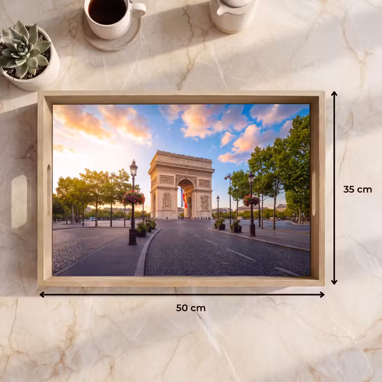 Dienblad - Monument - Parijs - Zonsondergang - Architectuur - Goud — 9