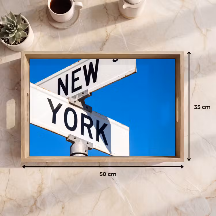 Dienblad - New York - Straatbord - Stad - Urban - Blauw — 9