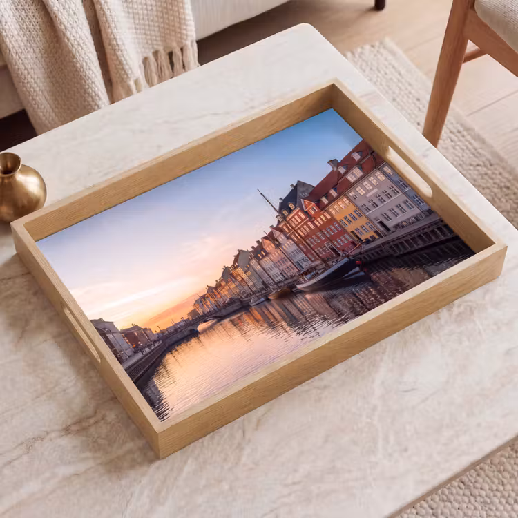 Dienblad - Stad - Gracht - Zonsondergang - Klassiek - Kleurrijk — 2
