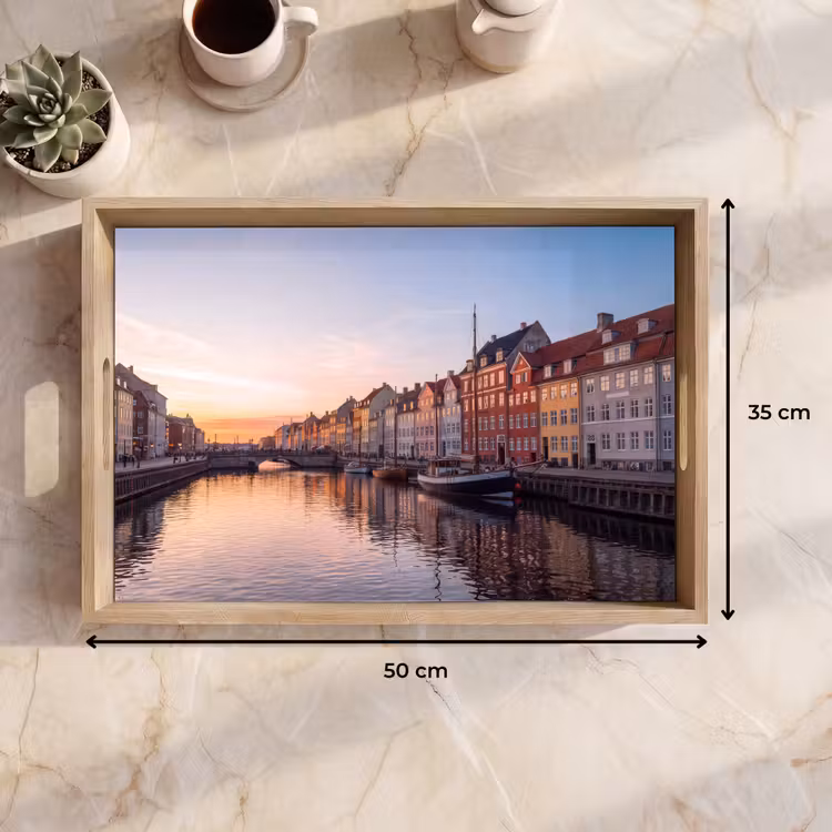 Dienblad - Stad - Gracht - Zonsondergang - Klassiek - Kleurrijk — 9