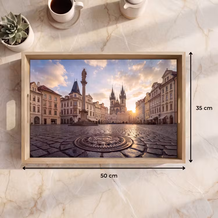 Dienblad - Stad - Praag - Ochtend - Architectuur - Goud — 9