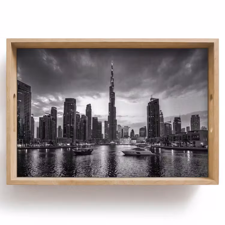 Dienblad - Stad - Skyline - Architectuur - Avond - Zwart-wit — 1