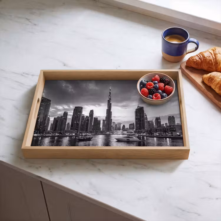 Dienblad - Stad - Skyline - Architectuur - Avond - Zwart-wit — 4