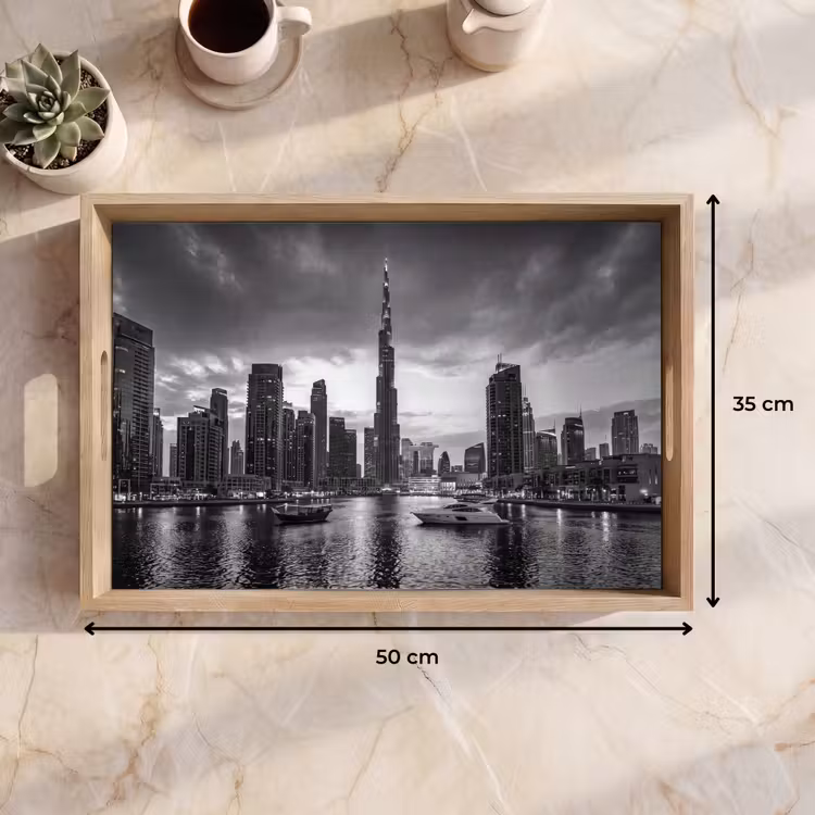 Dienblad - Stad - Skyline - Architectuur - Avond - Zwart-wit — 9