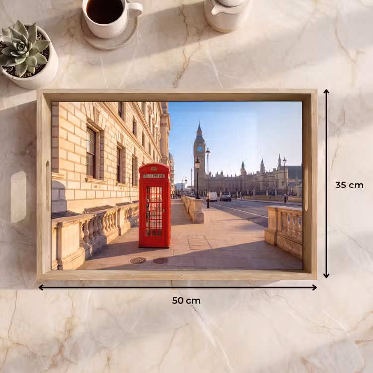 Dienblad - Telefooncel - Rood - Londen - Stad - Architectuur — 9
