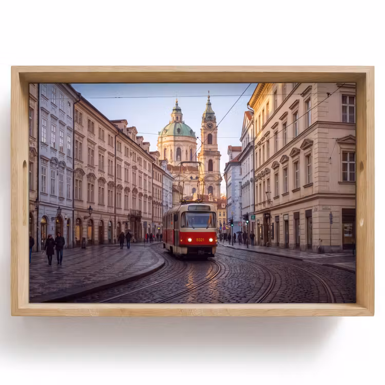Dienblad - Tram - Straat - Stadsgezicht - Klassiek - Rood — 1