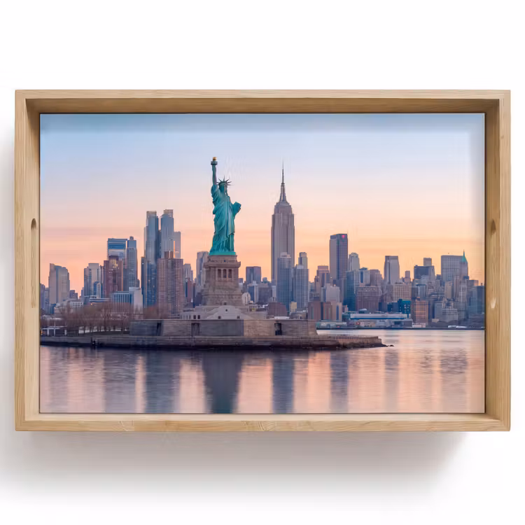 Dienblad - Vrijheidsbeeld - New York - Zonsopgang - Stad - Architectuur — 1