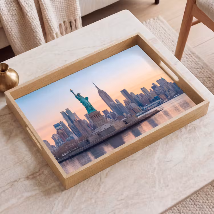 Dienblad - Vrijheidsbeeld - New York - Zonsopgang - Stad - Architectuur — 2