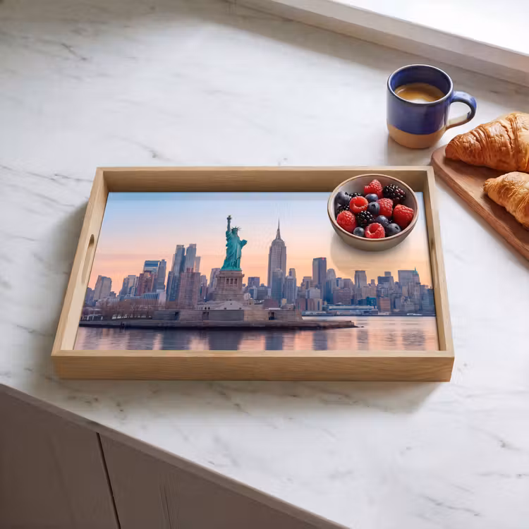Dienblad - Vrijheidsbeeld - New York - Zonsopgang - Stad - Architectuur — 4