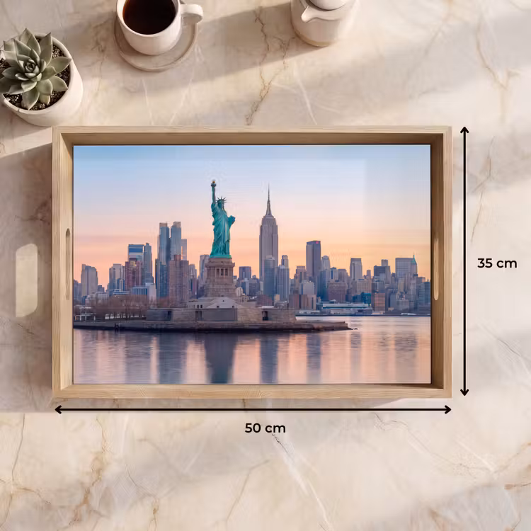 Dienblad - Vrijheidsbeeld - New York - Zonsopgang - Stad - Architectuur — 9