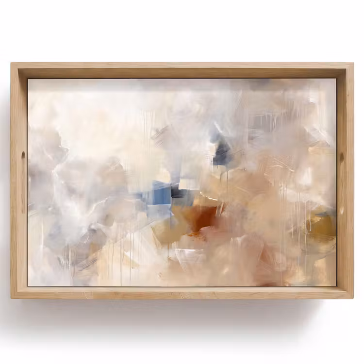Dienblad - Abstract - Borstelstreken - Modern - Beige - Kunst — 1