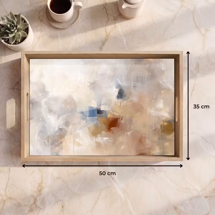 Dienblad - Abstract - Borstelstreken - Modern - Beige - Kunst — 9