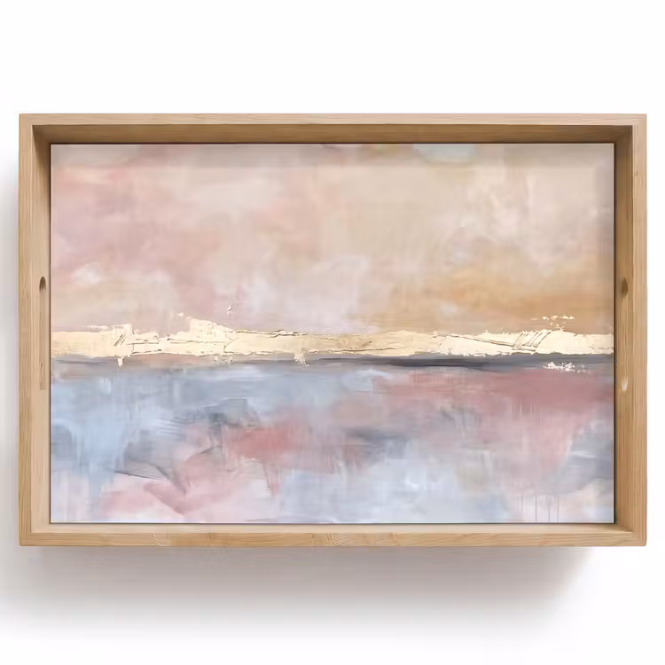 Dienblad - Abstract - Horizontaal - Kunst - Roze - Goud — 1