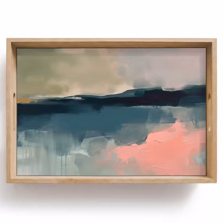 Dienblad - Abstract - Landschap - Kunst - Modern - Groen - Blauw — 1