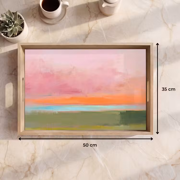 Dienblad - Abstract - Landschap - Modern - Roze - Oranje — 9