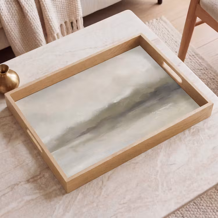 Dienblad - Abstract - Landschap - Nevel - Modern - Grijs — 2