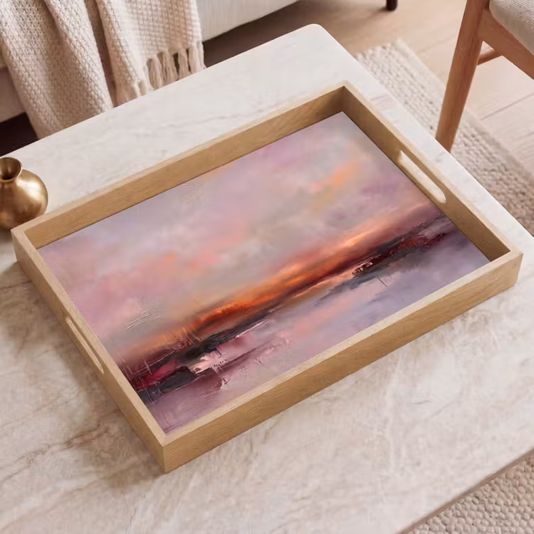 Dienblad - Landschap - Zonsondergang - Abstract - Modern - Roze — 2
