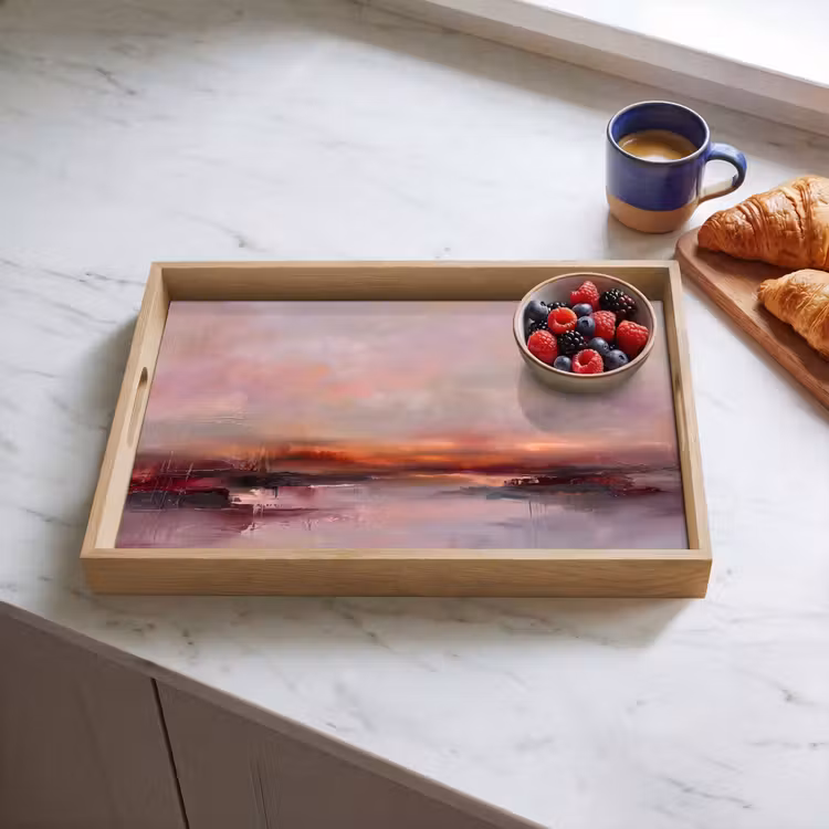 Dienblad - Landschap - Zonsondergang - Abstract - Modern - Roze — 4