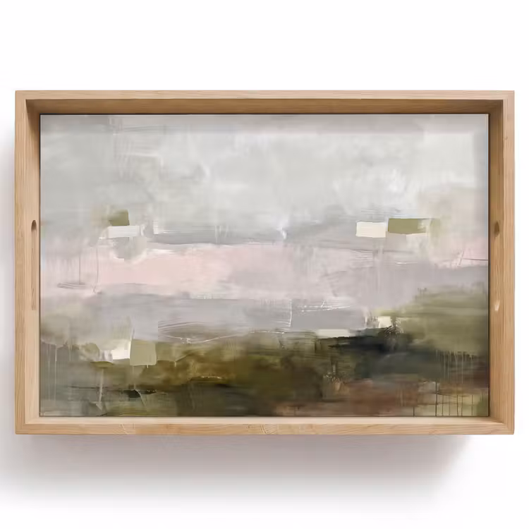 Dienblad - Abstract - Gelaagd - Kunst - Modern - Grijs-Groen — 1