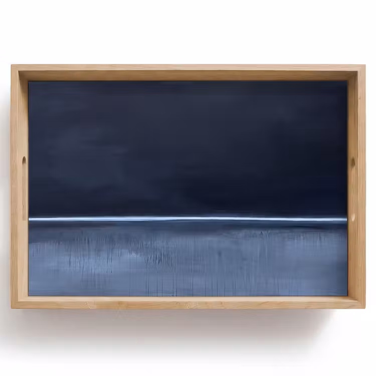 Dienblad - Abstract - Horizontale lijn - Minimalistisch - Donkerblauw - Kunst — 1