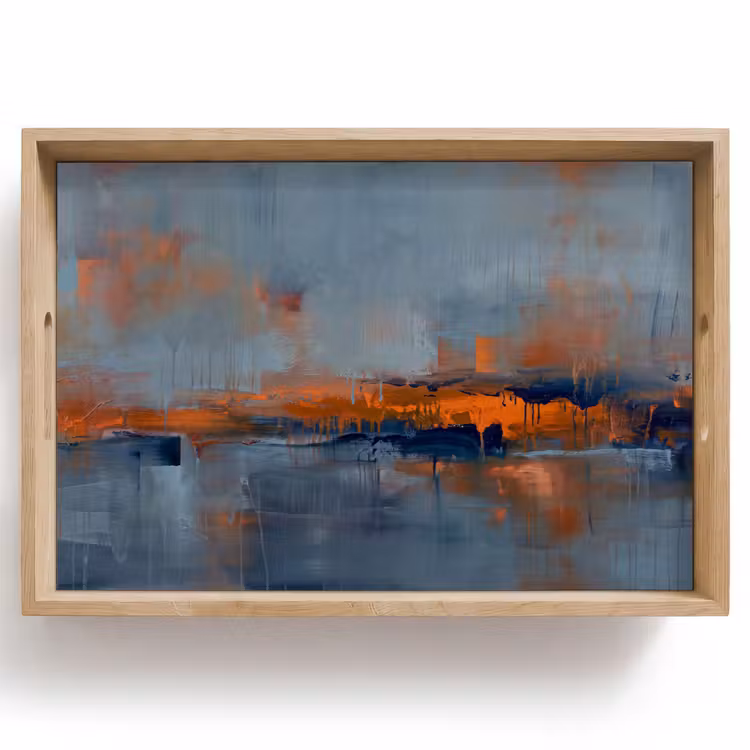 Dienblad - Abstract - Kleuren - Modern - Oranje - Grijs — 1