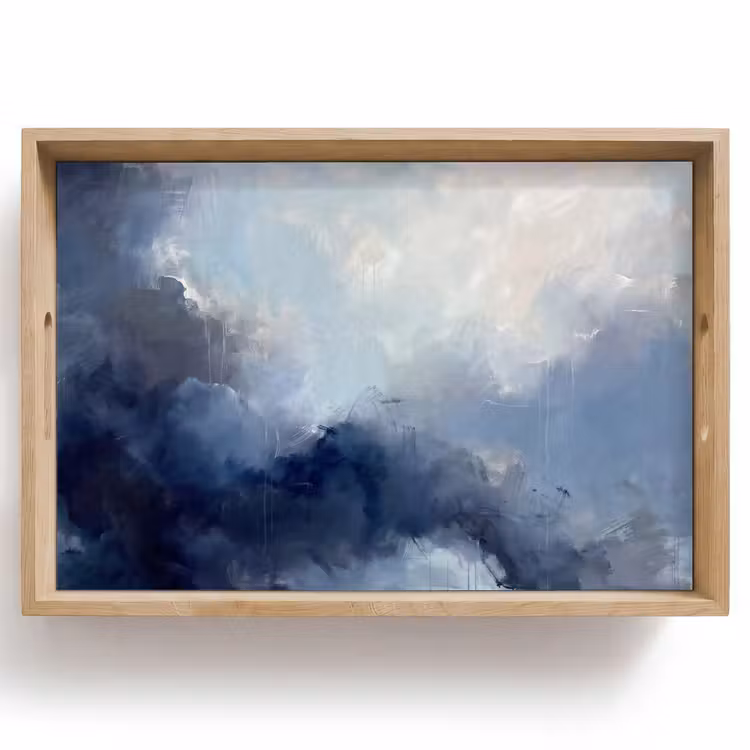 Dienblad - Abstract - Wolken - Modern - Blauw - Kunst — 1