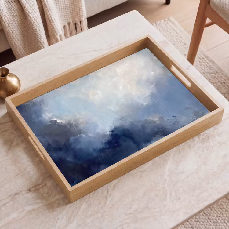 Dienblad - Abstract - Wolken - Modern - Blauw - Kunst — 2
