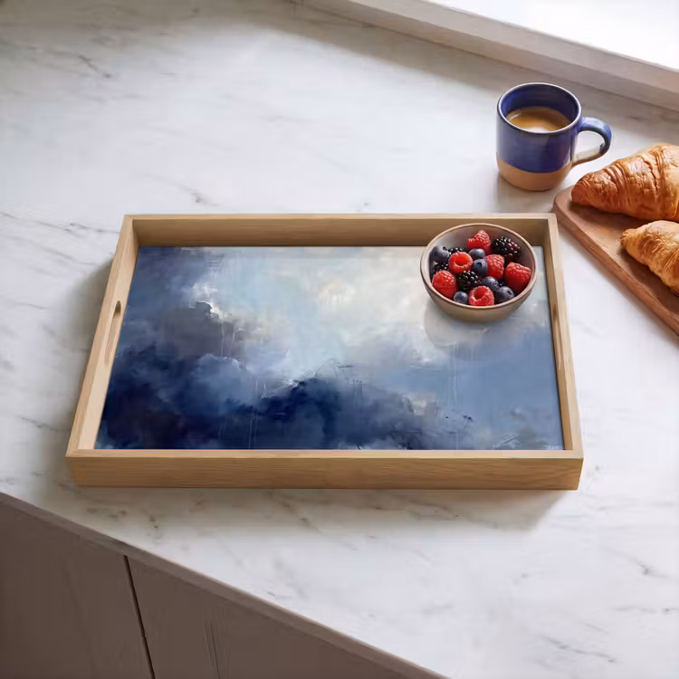 Dienblad - Abstract - Wolken - Modern - Blauw - Kunst — 4