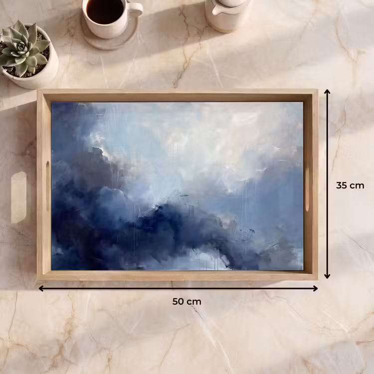 Dienblad - Abstract - Wolken - Modern - Blauw - Kunst — 9