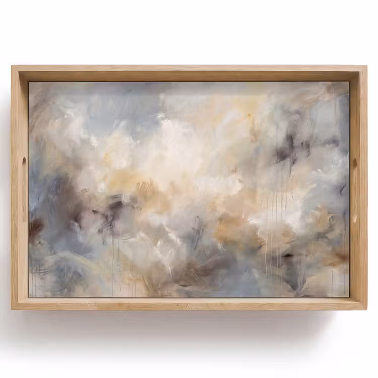 Dienblad - Abstract - Wolken - Sfeervol - Beige - Grijs — 1