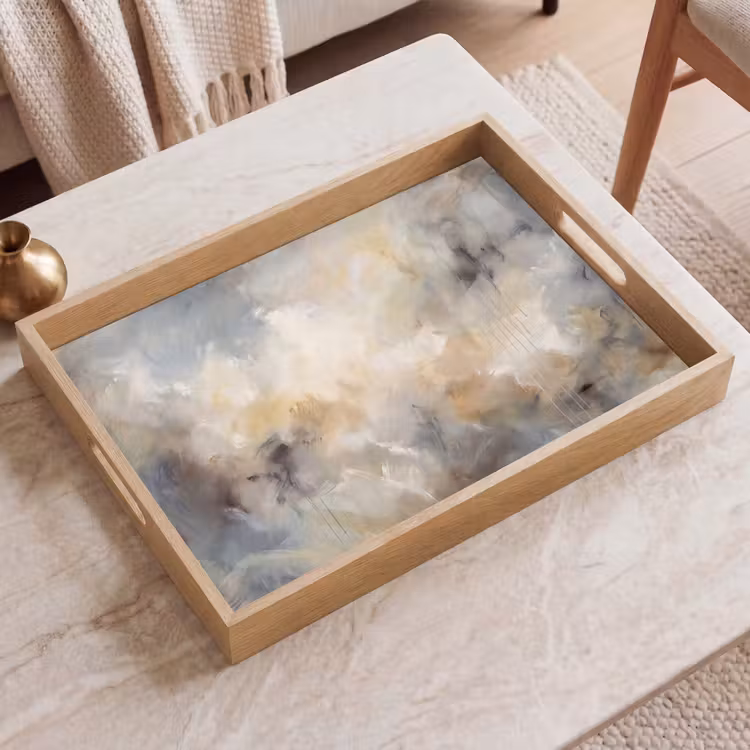 Dienblad - Abstract - Wolken - Sfeervol - Beige - Grijs — 2