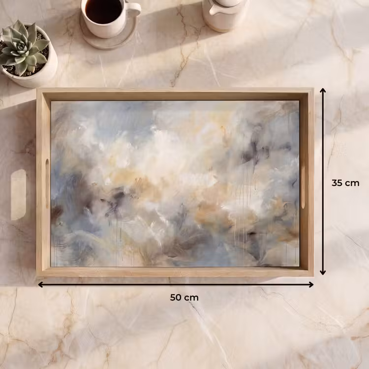 Dienblad - Abstract - Wolken - Sfeervol - Beige - Grijs — 9