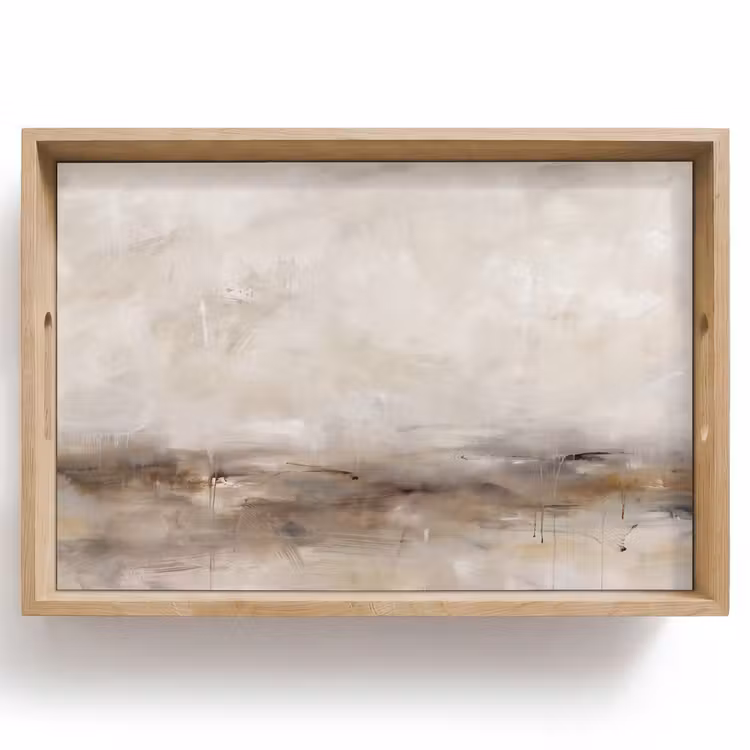 Dienblad - Abstrakt - Landschap - Modern - Beige - Kunst — 1