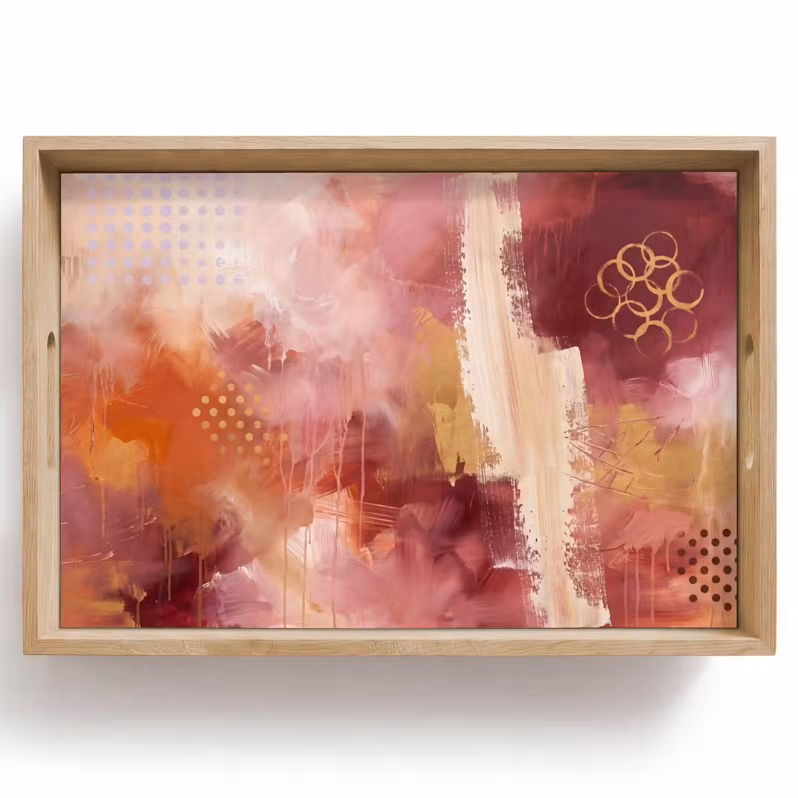 Dienblad - Abstract - Rood - Goud - Modern - Kunst — 1