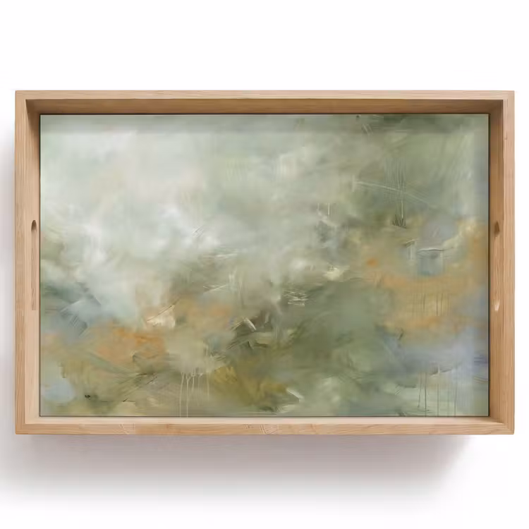 Dienblad - Abstract - Groen - Beige - Modern - Kunst — 1