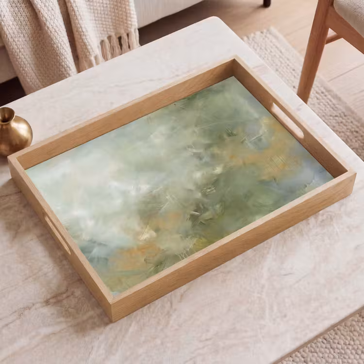 Dienblad - Abstract - Groen - Beige - Modern - Kunst — 2
