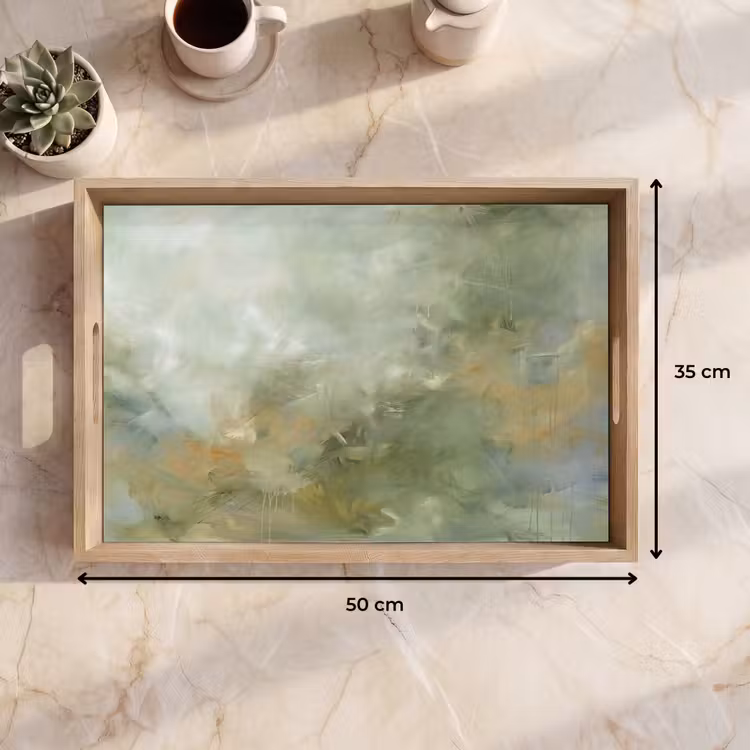 Dienblad - Abstract - Groen - Beige - Modern - Kunst — 9