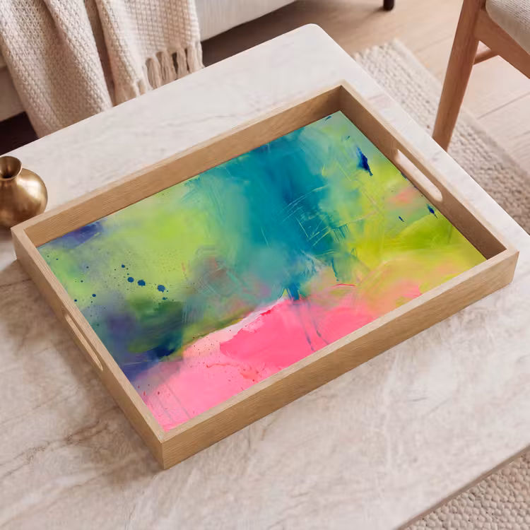 Dienblad - Abstract - Kleuren - Modern - Groen - Roze — 2
