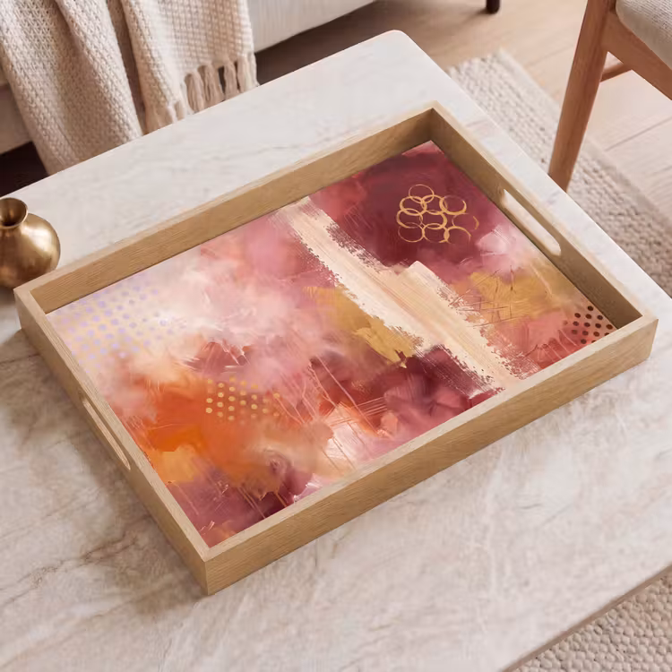 Dienblad - Abstract - Rood - Goud - Modern - Kunst — 2