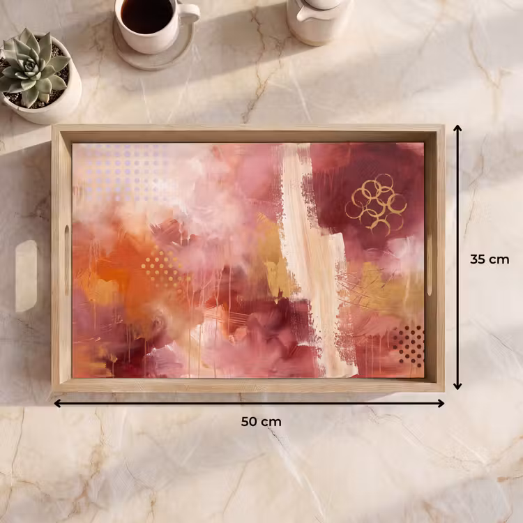 Dienblad - Abstract - Rood - Goud - Modern - Kunst — 9